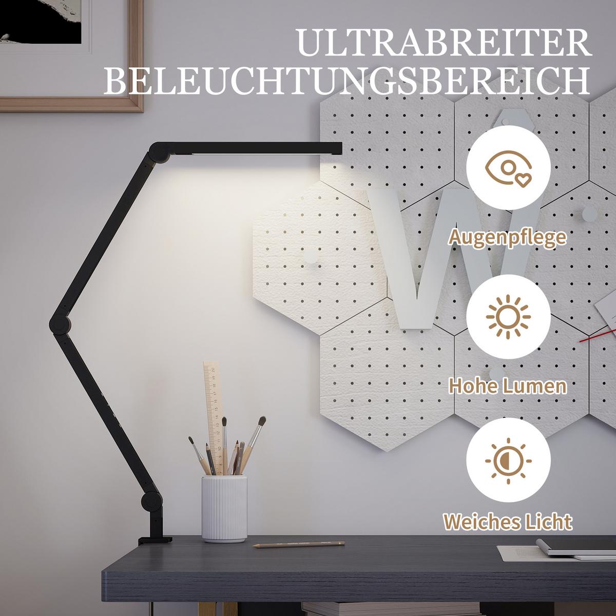 TISCHLEUCHTE, LED anpassbare Helligkeit Schwarz - Schwarz, Metall (121.5/3.8/5.5cm) - HOMCOM