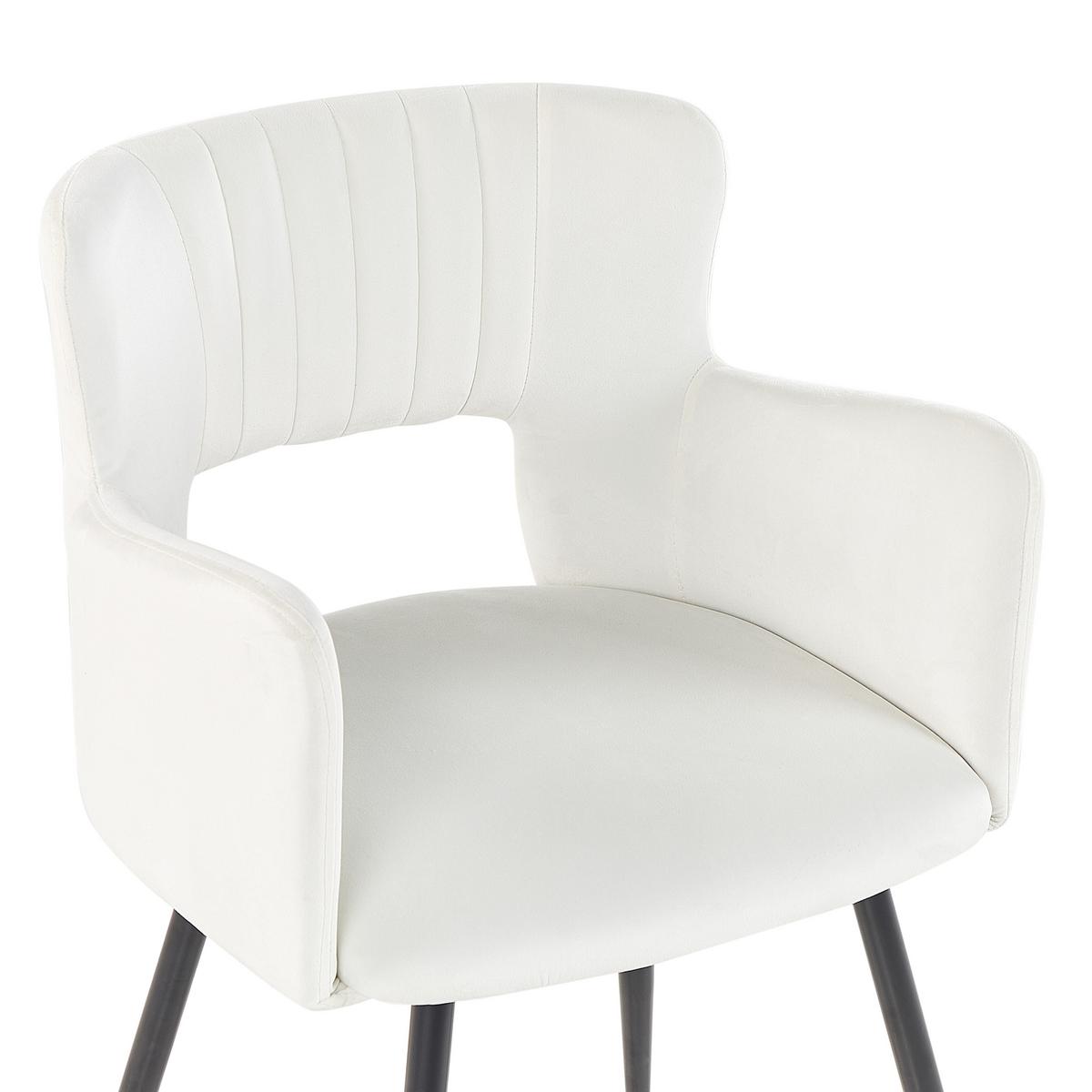 ESSZIMMERSTUHL 2er-Set Samtstoff Weiß Sanilac - Weiß, Textil/Metall (52/75/44cm) - Beliani