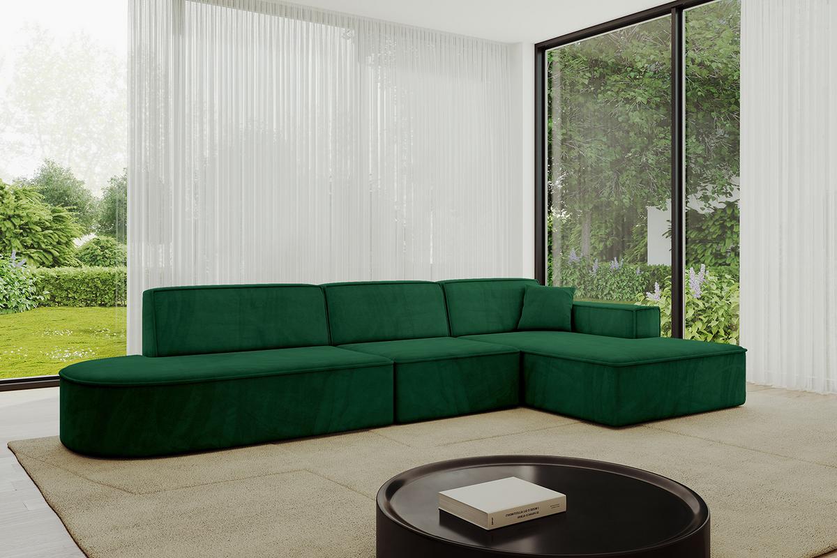 ECKSOFA Ottomane Rechts IREA-L2-v4 - 328x171x79 cm Grün - Grün, Holzwerkstoff/Textil (171/328cm) - ALTDECOR