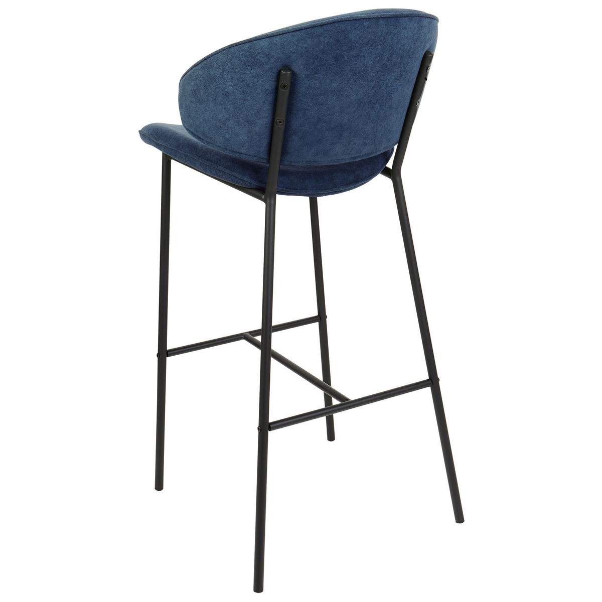 BARSTÜHLEN 2er-Set Marineblau Kiana - Blau/Schwarz, Textil (49/104/59cm) - Beliani