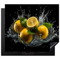 HERDABDECKPLATTE Zitrone - Obst - Gelb - Schwarz Abdeckung Ceranfeld 59x51 cm - Gelb, Kunststoff (59/51/0.2cm) - MuchoWow