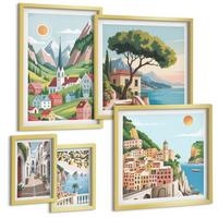 BILDER SET 5er Set - 50x50 cm & 20x30 cm & 40x60 cm Goldrahmen - Löwenzahn-Wassertropfen - Goldfarben, Kunststoff (40/60cm) - TULUP
