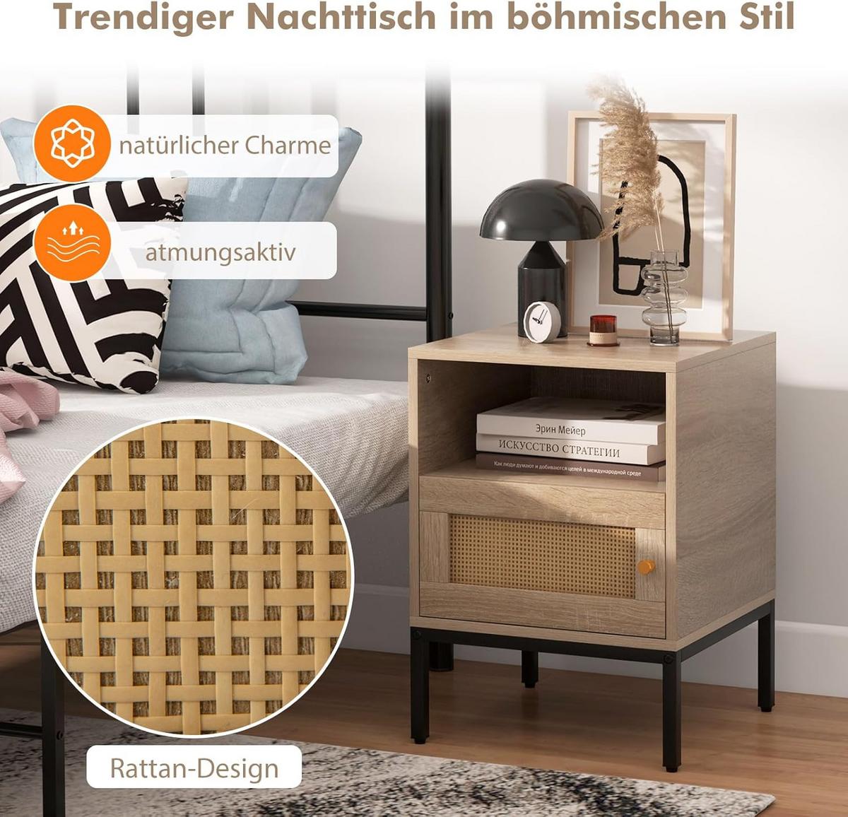 NACHTTISCH Braun - Braun, Holz - COSTWAY