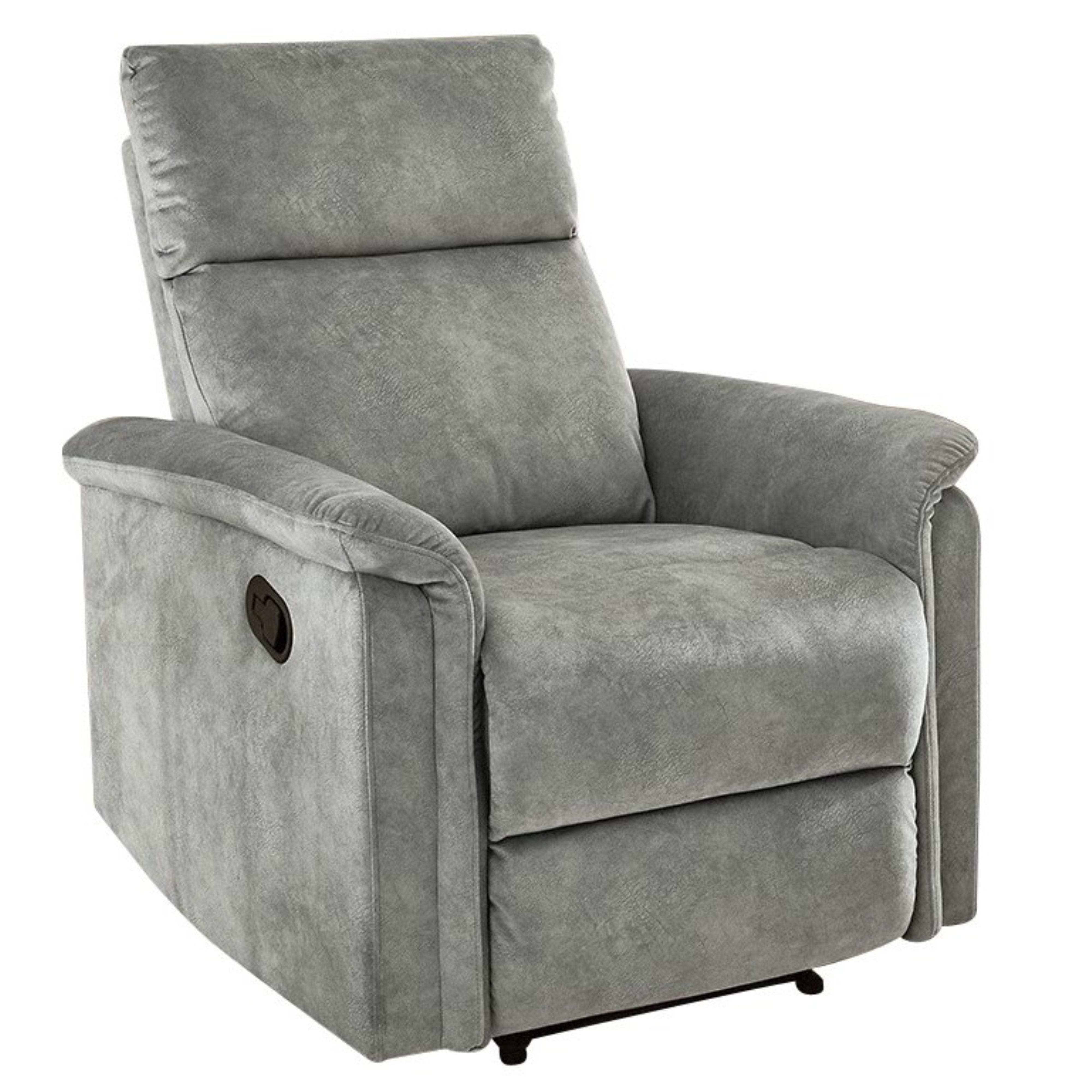 RELAX-FERNSEHSESSEL Federkern, Liegefunktion verstellbar durch halbautomatische Relaxfunktion B78/T90/H100 cm, Velours Vintage Grau / 15126 - Schwarz/Grau, Textil (78/100/90cm) - luma-home