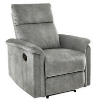 RELAX-FERNSEHSESSEL Federkern, Liegefunktion verstellbar durch halbautomatische Relaxfunktion B78/T90/H100 cm, Velours Vintage Grau / 15126 - Schwarz/Grau, Textil (78/100/90cm) - luma-home