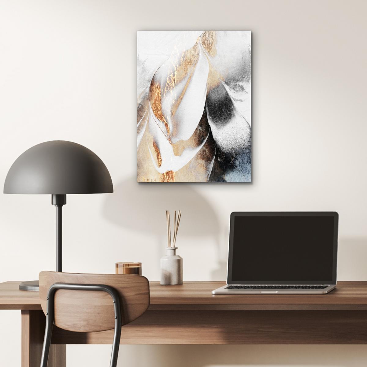 METALLBILD Luxus - Abstrakt - Gold - Weiß 30x40 cm - Goldfarben, Metall (30/40cm) - MuchoWow
