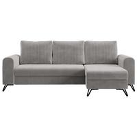 ECKSOFA Axel Velvet Hellgrau - Hellgrau/Schwarz, Textil/Metall (242/140cm) - MKS