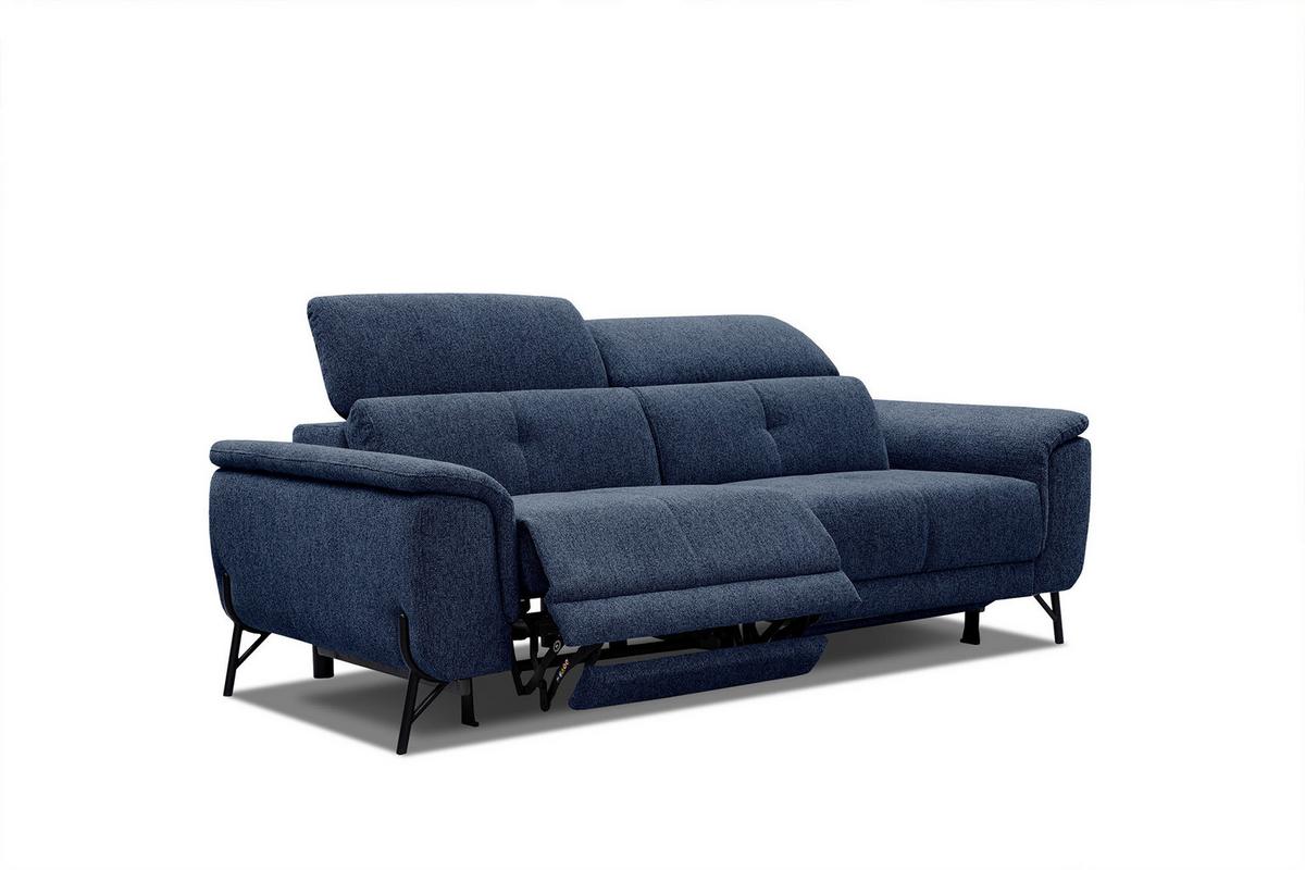 SOFA AVENA 3-Sitzer mit 2 Relaxfunktionen, dunkelblau - Dunkelblau, Holzwerkstoff/Textil (204/80/108cm) - Wozimo