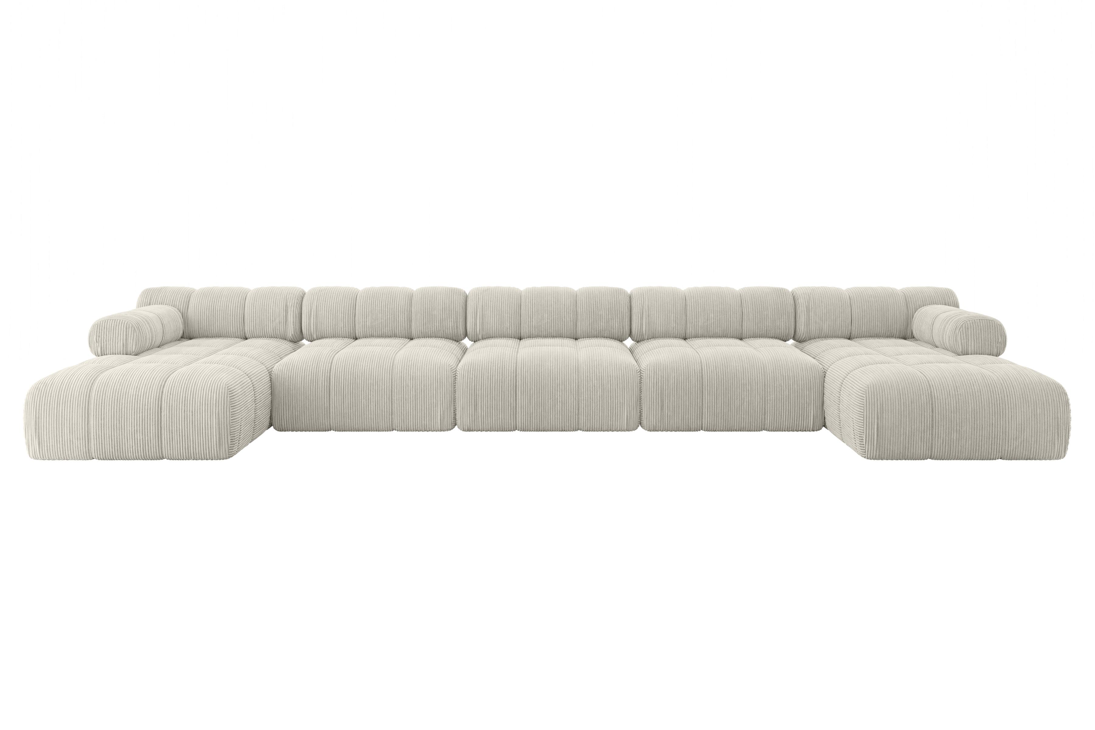 WOHNLANDSCHAFT modulares Sofa Tesso-U3 - 475x160x70 cm Creme Cord - Hellgrau/Creme, Holzwerkstoff/Textil (475/70/160cm) - ALTDECOR