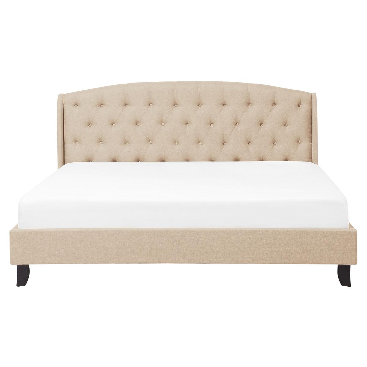 POLSTERBETT 160/200cm Beige Bordeaux - Beige, Textil (160/200cm) - Beliani