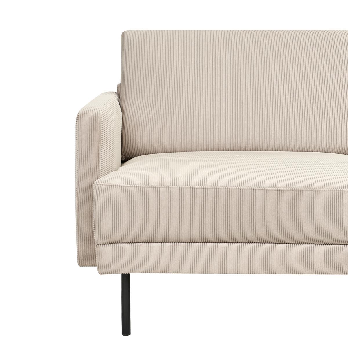 ECKSOFA 2-Sitzer Cord Beige linksseitig Breda - Beige/Schwarz, Textil (192/155cm) - Beliani