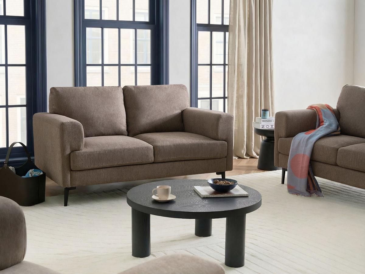 2-SITZER-SOFA Stoff Braun Lousto - Schwarz/Braun, Textil (156/85/65cm) - Beliani