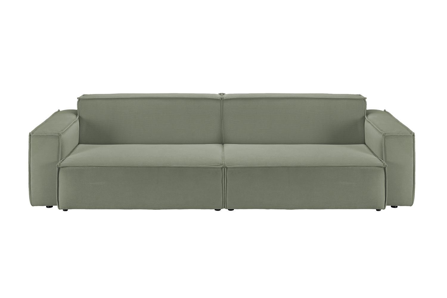 SOFA SAMU Grün Cord - Schwarz/Olivgrün, Textil (236/72/106cm) - KAWOLA