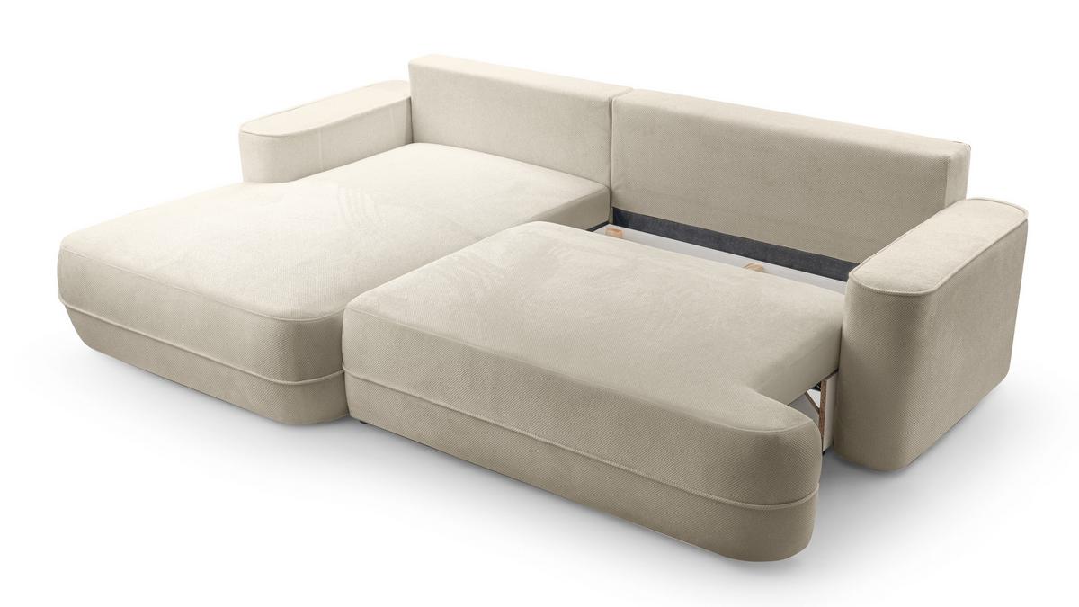 ECKCOUCH L Form Peoni Beige 267/168/87 cm mit Schlaffunktion L - Beige/Schwarz, Kunststoff/Textil (168/267cm) - AX Living