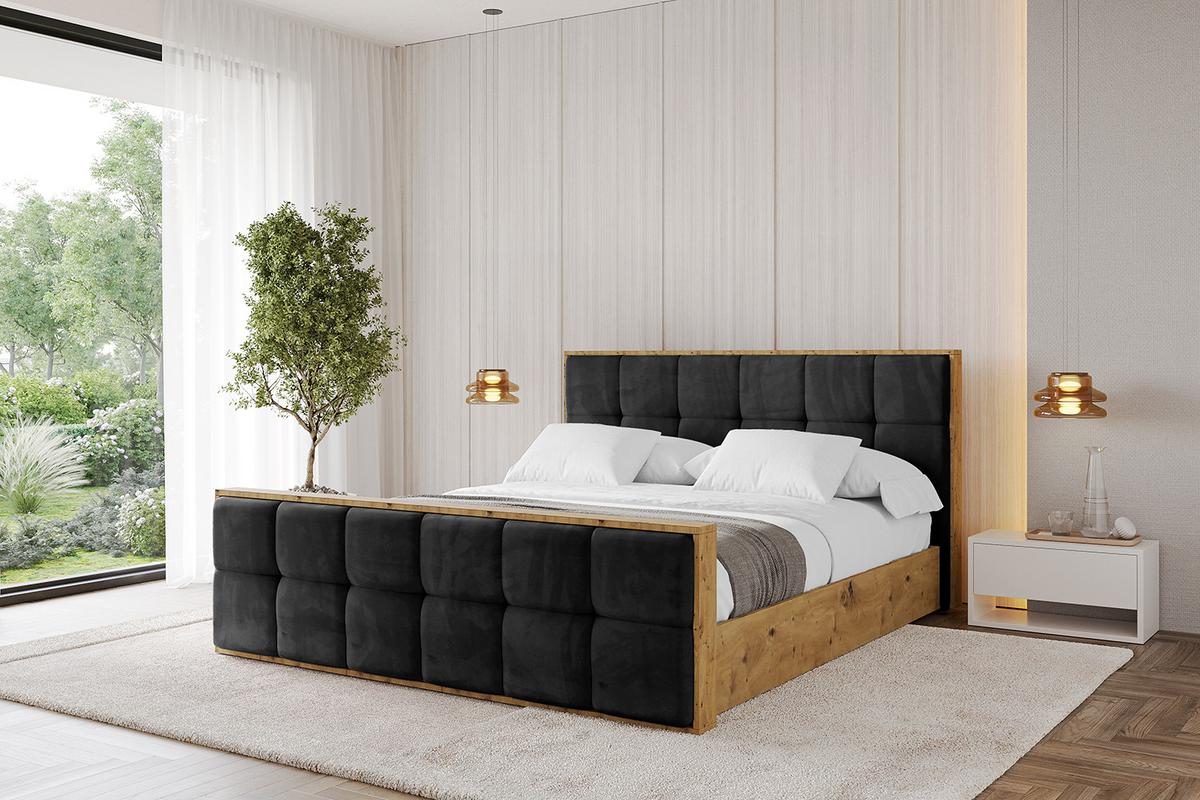 POLSTERBETT mit Bettkasten, Fußteil und Lattenrost, Boxbett ohne Matratze - ENZO7-Z 160x200 - Schwarz, Holzwerkstoff/Textil (160/200cm) - ALTDECOR