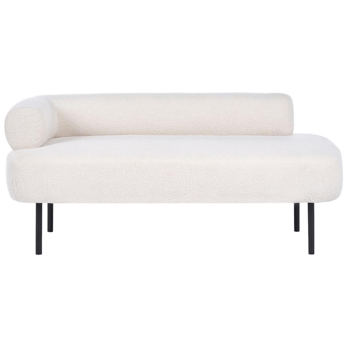 CHAISELONGUE-LINKSSEITIGE Bouclé Cremeweiß Mirmande - Creme/Schwarz, Textil (153/65/70cm) - Beliani