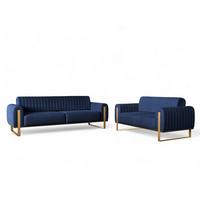 SOFASET Valerie 3-2 - Dunkelblau, Holzwerkstoff/Textil (228/79/90cm) - Fun Möbel