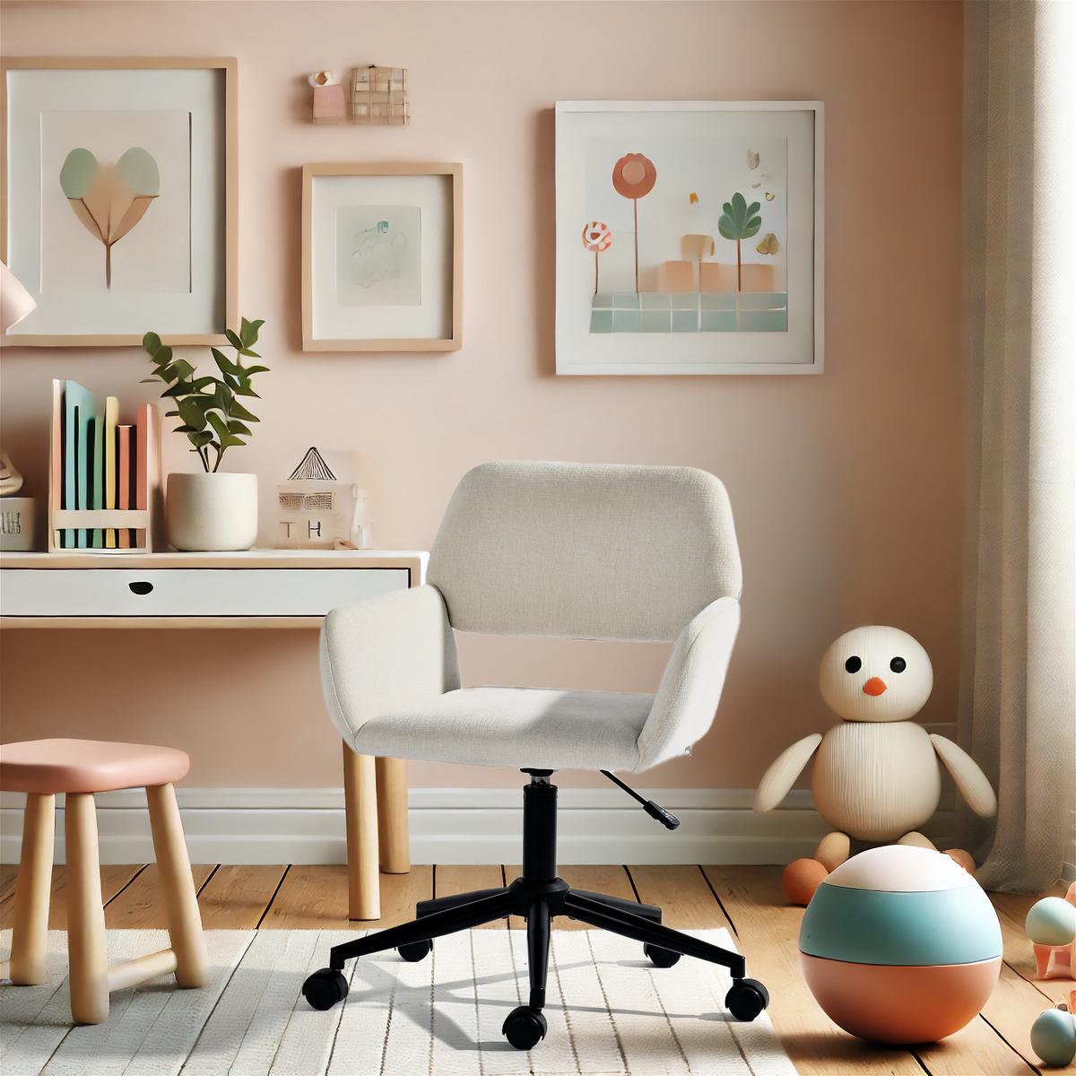GAMINGSTUHL Stoffbezug höhenverstellbar & 360° drehbar - Beige/Schwarz, Textil/Metall (54/85/56cm) - Urban Meuble