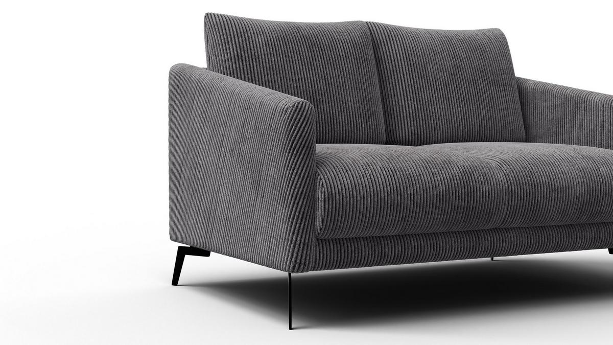 SOFA VILT 2-Sitzer, dunkelgrau - Dunkelgrau/Schwarz, Holzwerkstoff/Textil (142/89/94cm) - Wozimo