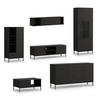 WOHNWAND Queba 2 Schwarz 440/190/60 cm Stilvolles Design Modern - Schwarz, Holzwerkstoff/Kunststoff (440/190/60cm) - AX Living