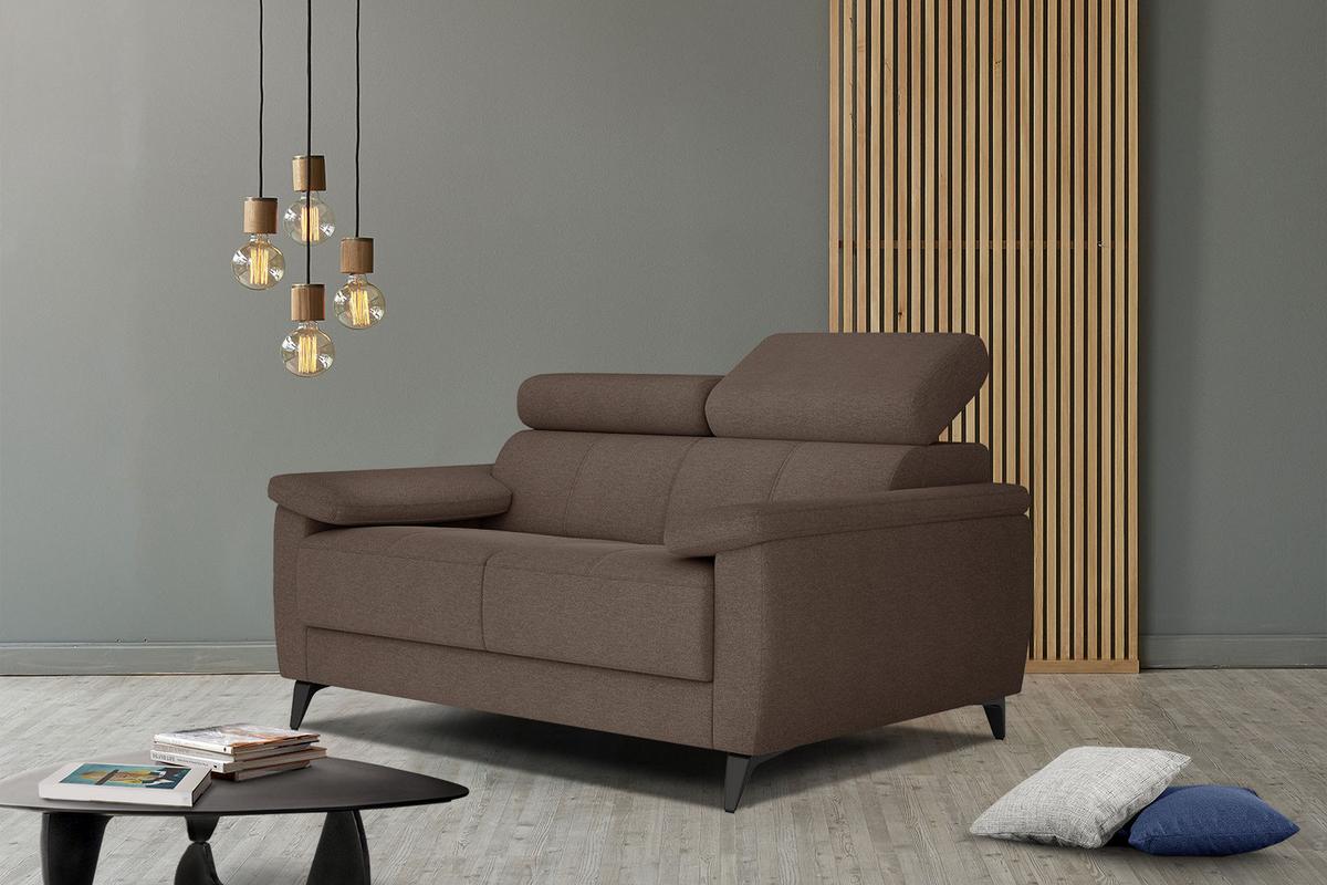 SOFA TAUNUS 2-Sitzer, braun - Schwarz/Braun, Holzwerkstoff/Textil (141/80/102cm) - Wozimo