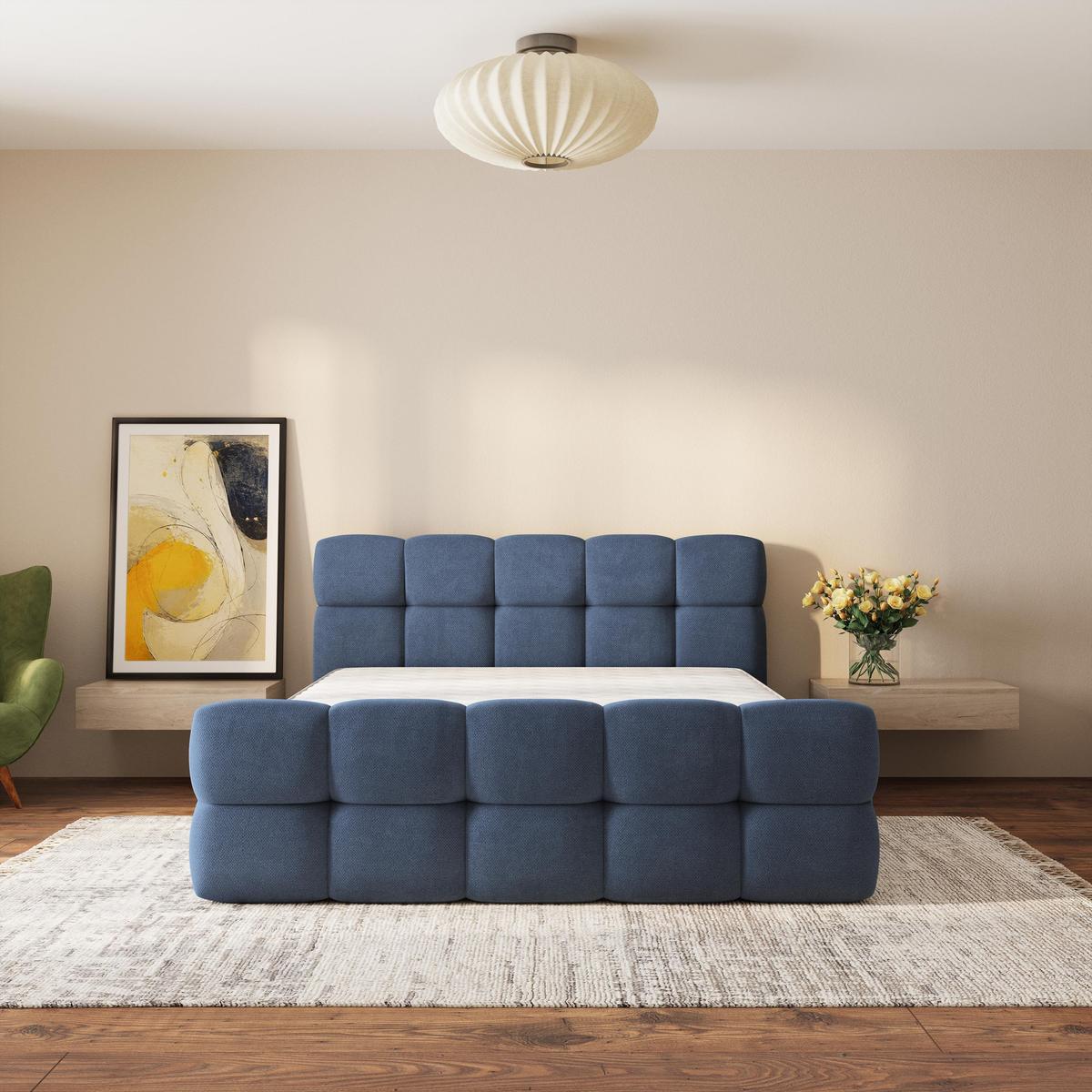 POLSTERBETT ELIZJA 180x200 cm mit Bettkästen - Blau - Blau, Holz (180/200cm) - MASSENO