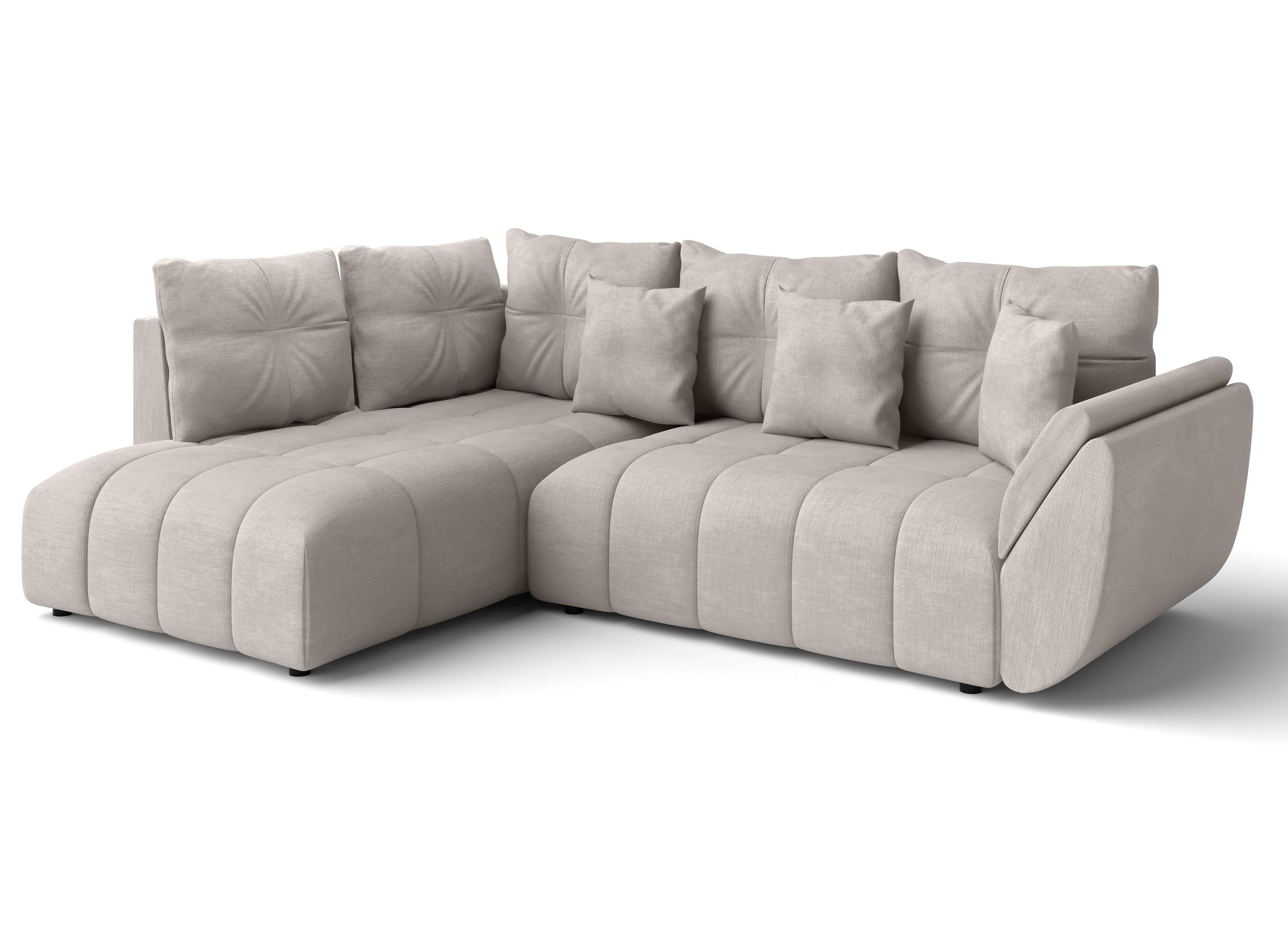 ECKSOFA L Form Corleone Beige 268/192/96 cm mit Schlaffunktion - Beige/Schwarz, Kunststoff/Textil (268/192cm) - AX Living