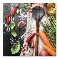 WANDUHR aus Glas 30x30 cm - Gewürze - Multicolor, Glas (30/30/0.4cm) - TULUP