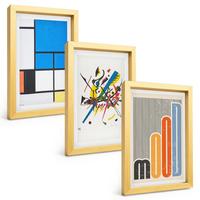 BILDER SET 3er Set - 20x30 cm Goldrahmen - Abstrakte moderne Geometrie - Goldfarben, Kunststoff (20/30cm) - TULUP
