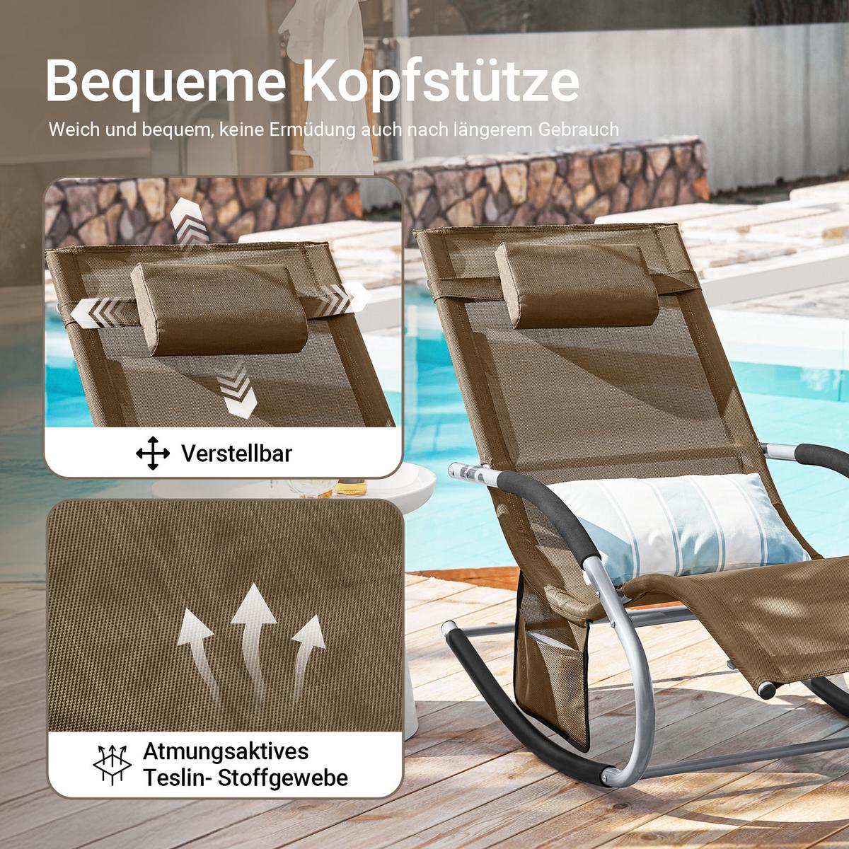 SONNENLIEGE 2 Personen, Gartenliege bis 150kg, Braun - Braun, Metall (63/87/150cm) - SoBuy