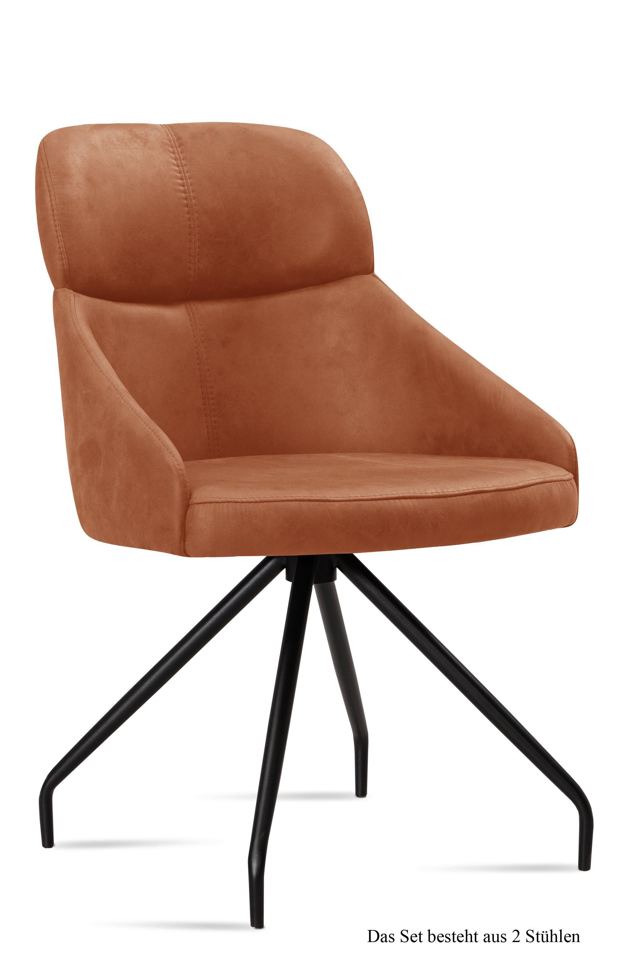 ESSZIMMERSTUHL (2er-Set) Dionne 52x82x63 Schwarz/Cognac - Cognac/Schwarz, Kunststoff (63/82/52cm) - 58aufmkessel