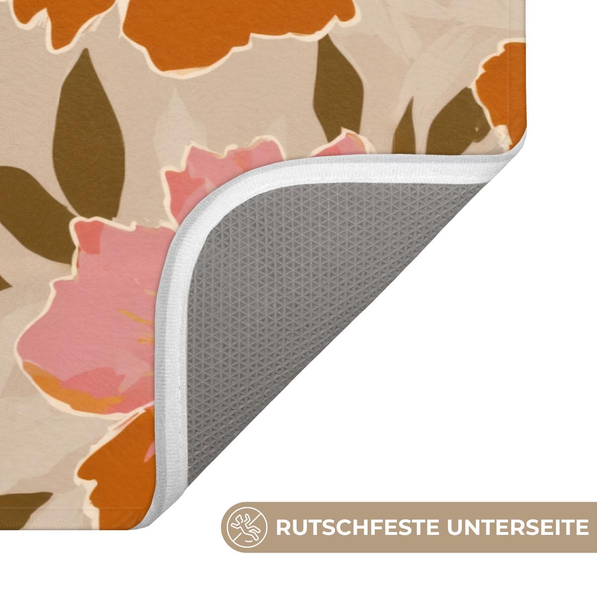 BADEMATTE Blumen - Motiv - Retro 90x60 cm - Multicolor, Textil (90/60cm) - OnlyWow