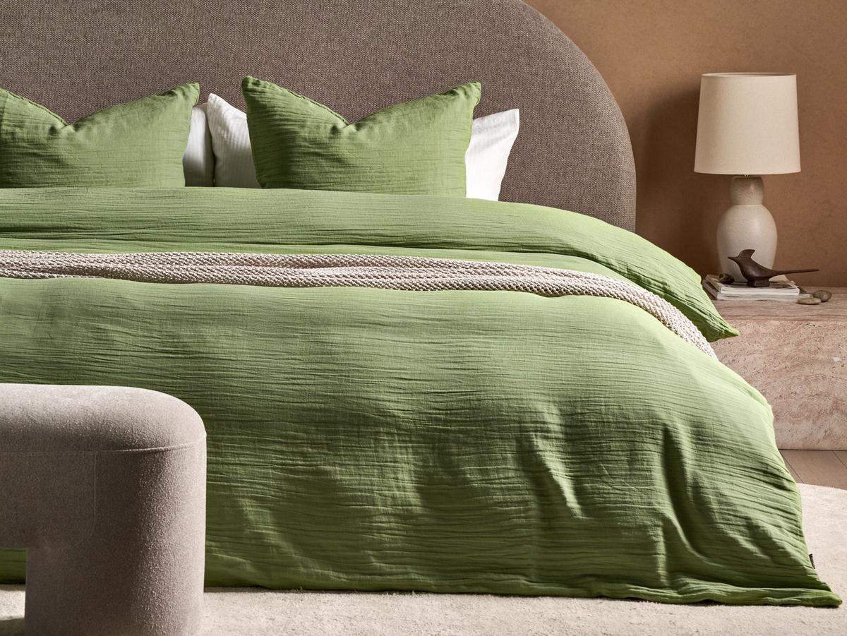 BETTWÄSCHE-SET 200/200 cm Baumwollmusselin Grün Sumner - Grün, Textil (200/200cm) - Beliani