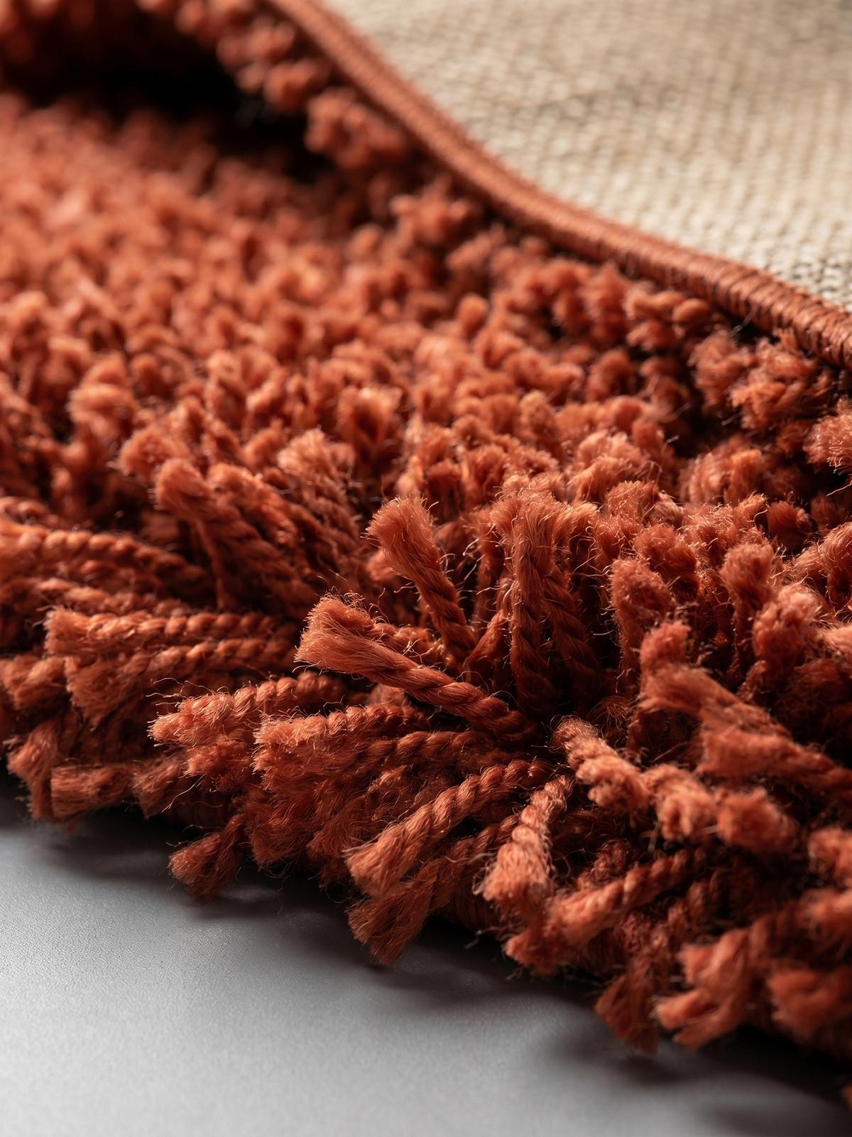 HOCHFLORTEPPICH RHEIN, einfarbig, aus Polypropylen, Terrakotta, Ø 160 cm - Orange, Textil (160/160cm) - KADIMA DESIGN