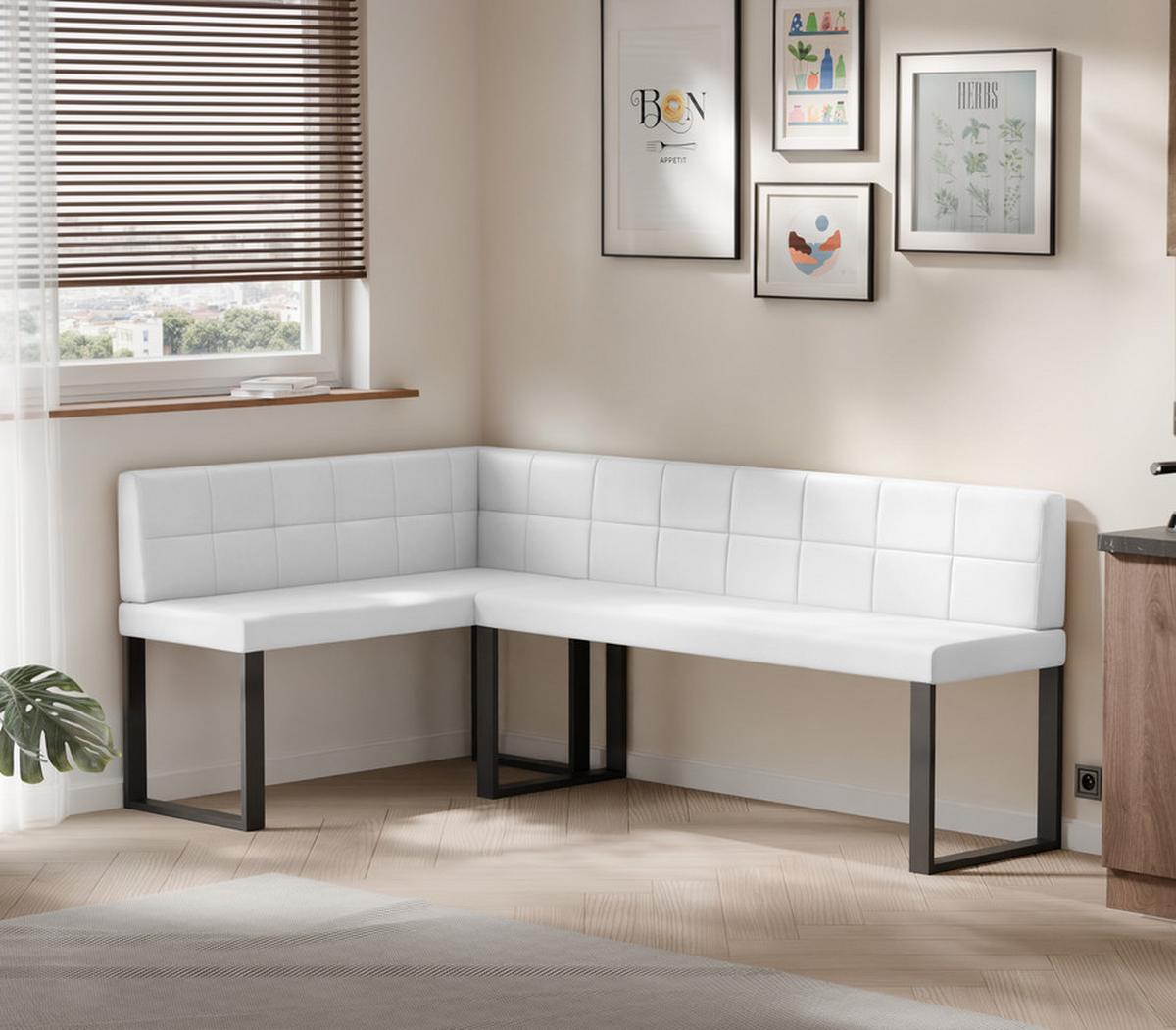 ECKBANK links SANA U Kunstleder gesteppt, 142/196 cm Weiß - Weiß, Kunststoff/Textil (142/196cm) - Idohome