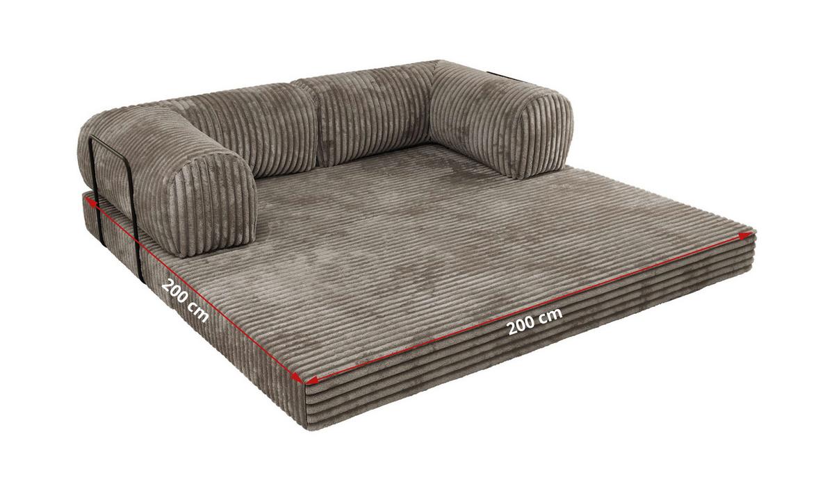 3-SITZER SOFA ORSETTO - Hellbraun Cord - Hellbraun/Schwarz, Textil/Metall (200/70/100cm) - MKS