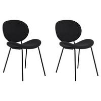 ESSZIMMERSTUHL 2er-Set Kunstleder Schwarz Luana - Schwarz, Textil/Metall (50/80/52cm) - Beliani