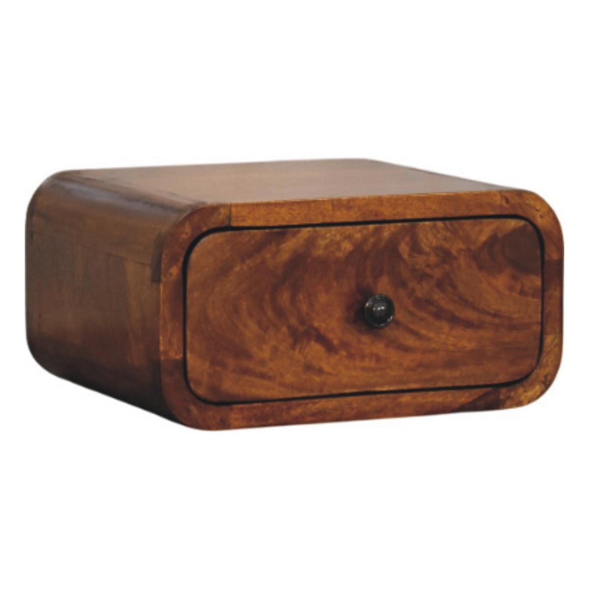 NACHTTISCH Avora Wandmontiert mit 1 Schublade, Braun - Messingfarben/Braun, Holz/Metall (30/15/25cm) - Artisan Furniture