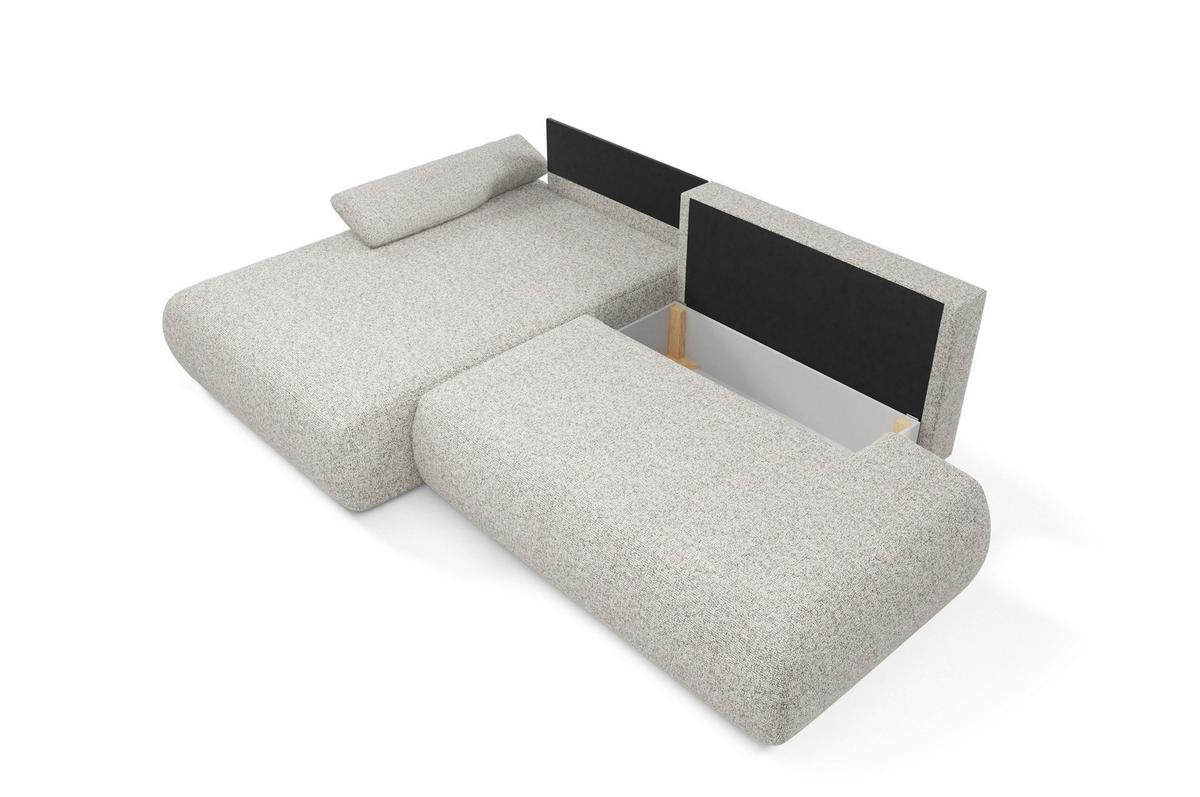 ECKSOFA DELTA L-S Hellgrau Geflochtener Stoff mit Schlaffunktion - Hellgrau, Holz (286/173.5cm) - MASSENO