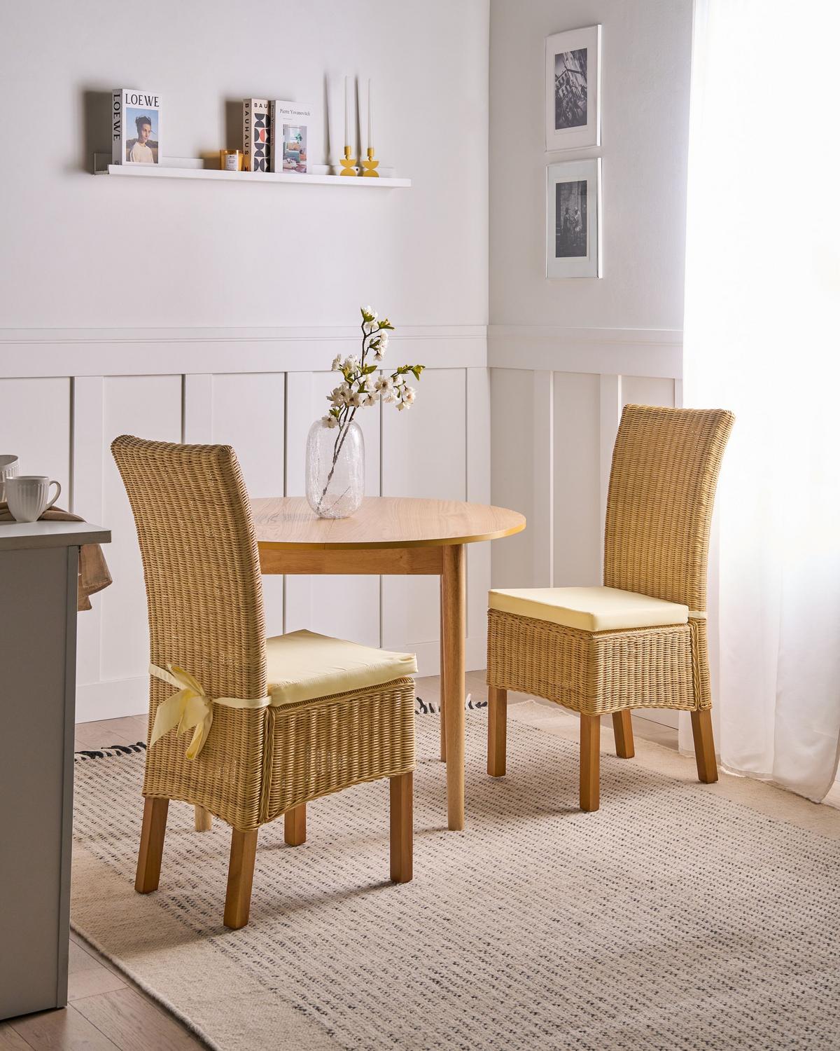 ESSZIMMERSTUHL 2er-Set Naturfarben Andes - Beige/Naturfarben, Naturmaterialien (43/105/50cm) - Beliani