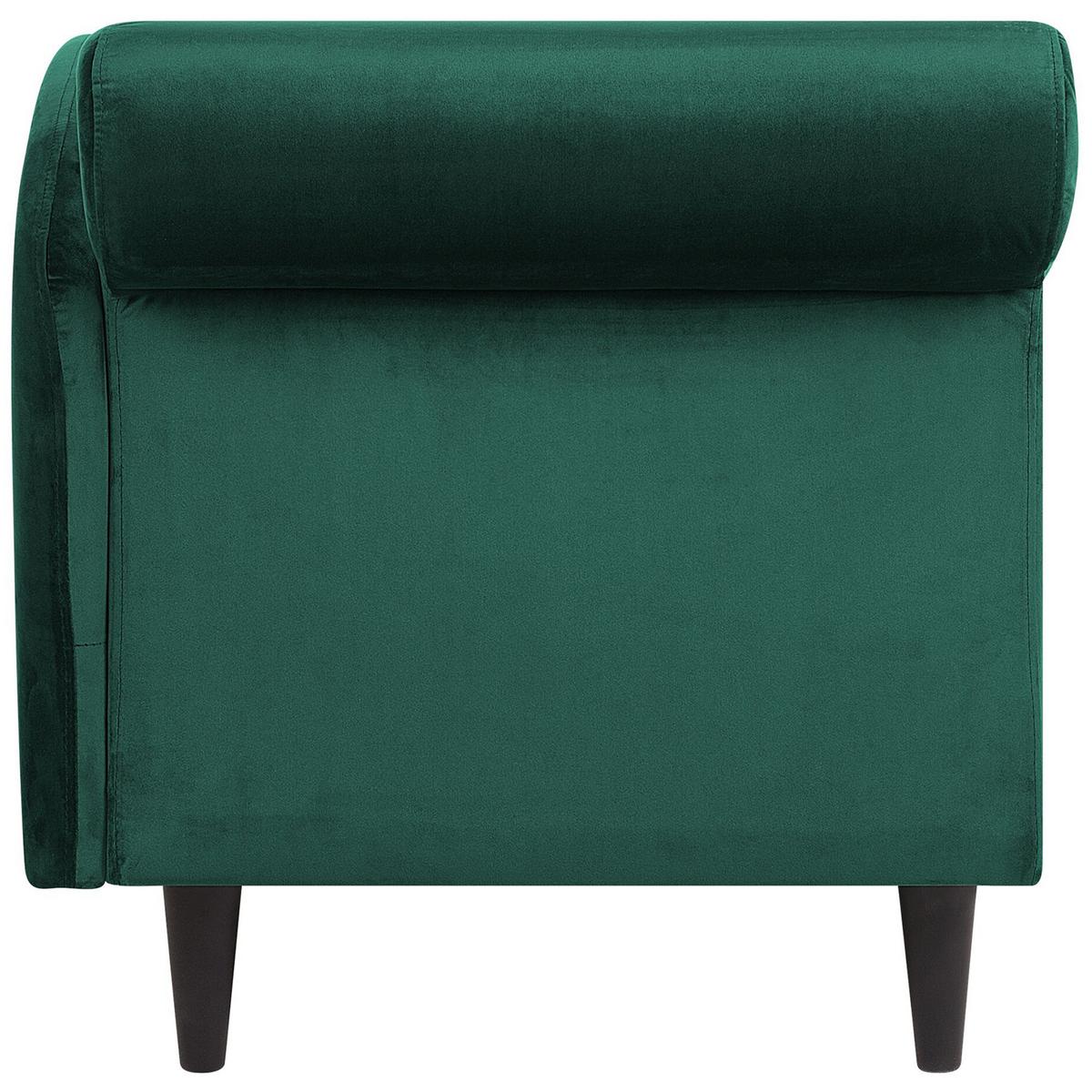 CHAISELONGUE Samtstoff smaragdgrün linksseitig Luiro - Dunkelbraun/Grün, Textil (160/77/70cm) - Beliani