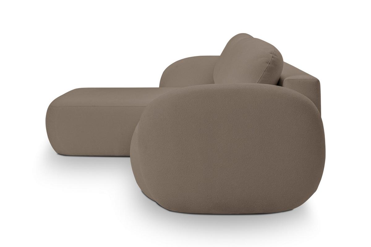 ECKSOFA AMICO L-S Braun Geflochtener Stoff mit Schlaffunktion - Braun, Holz (248/174cm) - MASSENO