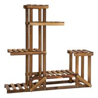 BLUMENSTÄNDER, Tannenholz, Verkohlt - Braun, Holz (28/96.5/98cm) - Outsunny