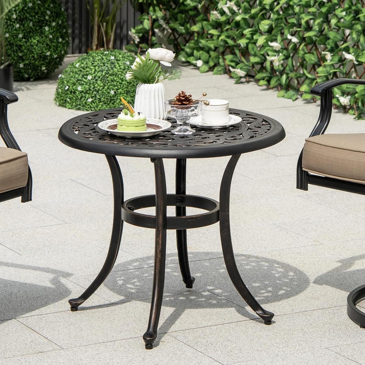 BEISTELLTISCH Antikbraun - Bronzefarben, Metall (60/60/53cm) - COSTWAY