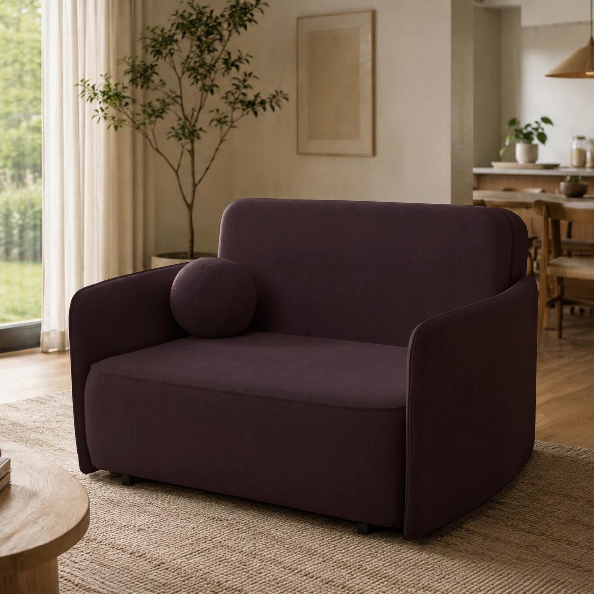 SCHLAFSOFA Paxi 145 cm - Pflaume/Schwarz, Textil/Metall (145/84/106cm) - Selsey