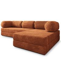 ECKSOFA ETERA modulares Boneless Sofa mit Schlaffunktion Braun Kordstoff - Braun, Textil (270/160cm) - MASSENO