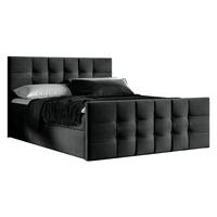 BOXBETT Ambusio 180/200 cm in Schwarz – mit Bettkasten + TOPPER - Schwarz, Holz/Holzwerkstoff (180/200cm) - AX Living