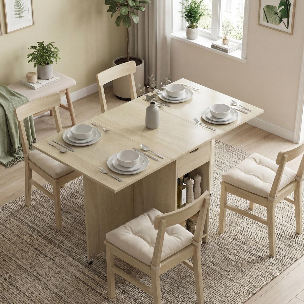 KLAPPBARER-ESSTISCH Spanplatte Naturholz - Naturfarben, Holzwerkstoff (114.5/70/75cm) - HOMCOM