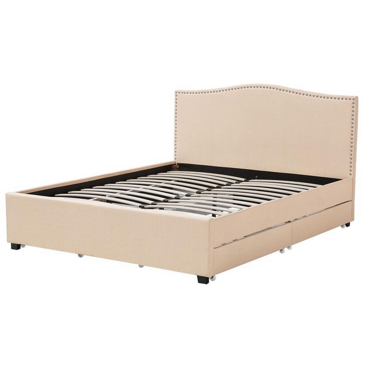 POLSTERBETT 180/200cm Beige Montpellier - Beige, Textil (180/200cm) - Beliani