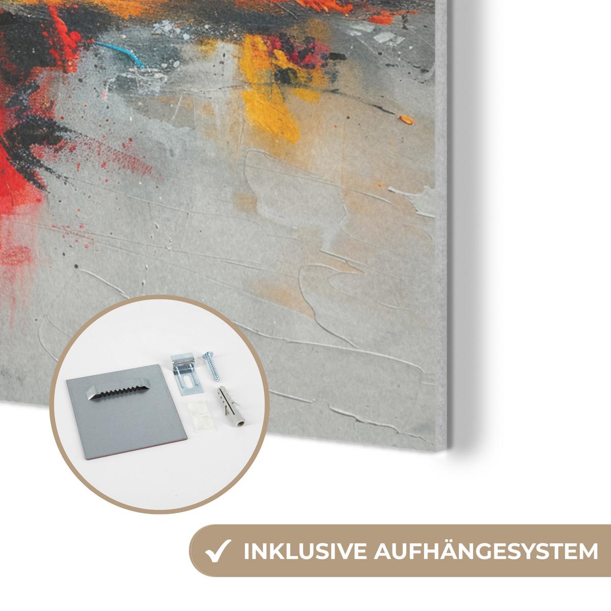 AKUSTIKBILD Moderne Kunst - Orange - Grau - Abstrakt Wanddeko 70x50 cm - Hellgrau, Kunststoff (70/50/0.9cm) - MuchoWow